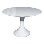 Load image into Gallery viewer, Round shape meeting table with glossy white finish and modern pedestal base ideal for dining or meetings