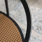 Load image into Gallery viewer, Round Walnut &amp; Black Coffee Table with Tempered Glass Top and Metal Frame