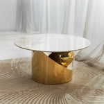 Load image into Gallery viewer, Round White &amp; Gold Coffee Table for Modern Spaces