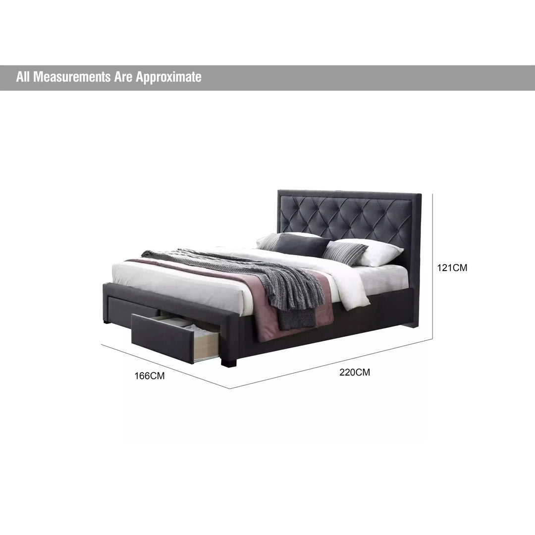 Sama Queen Bed – Dark Grey