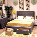 Load image into Gallery viewer, Sama Queen Bed – Dark Grey