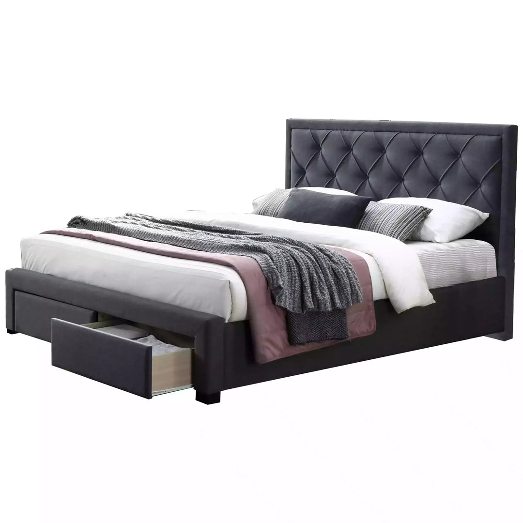 Sama Queen Bed – Dark Grey