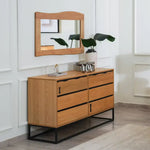 Load image into Gallery viewer, Serelume Dressing Table with Mirror – Antique Oak &amp; Black