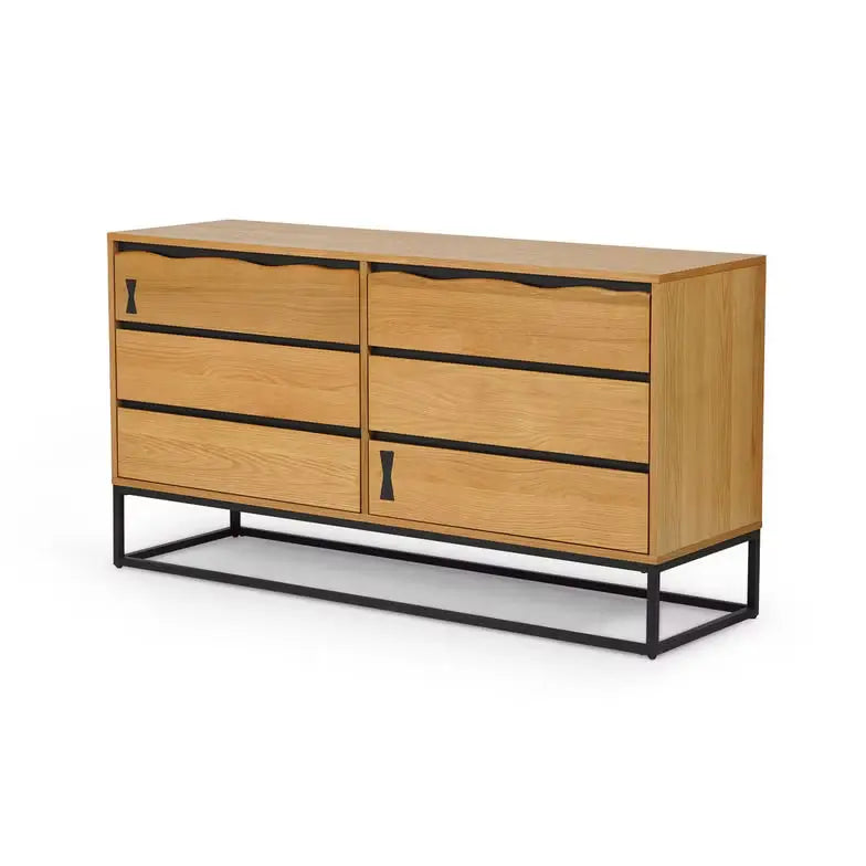 Serelume Dressing Table with Mirror – Antique Oak & Black