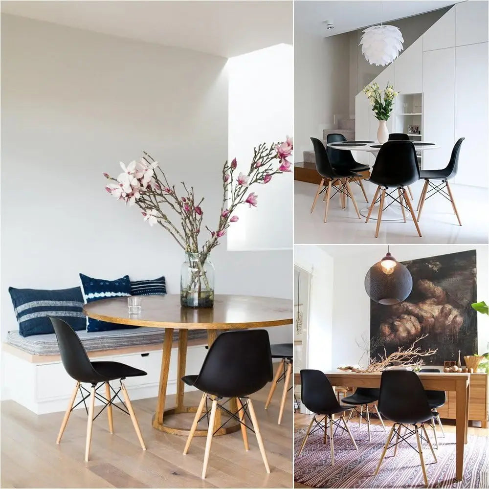 Set of 2 Black Shell Dining Chair, Mid-Century Modern Eames DSW-GCC Home Center