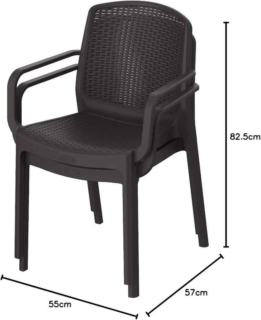 Set of 2 Dark Brown Cedarattan Armchairs – Stylish Rattan-Effect Outdoor Seating for Garden, Patio, Balcony & Terrace