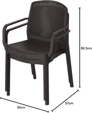 Set of 2 Dark Brown Cedarattan Armchairs – Stylish Rattan-Effect Outdoor Seating for Garden, Patio, Balcony & Terrace