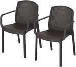 Load image into Gallery viewer, Set of 2 Dark Brown Cedarattan Armchairs – Stylish Rattan-Effect Outdoor Seating for Garden, Patio, Balcony &amp; Terrace