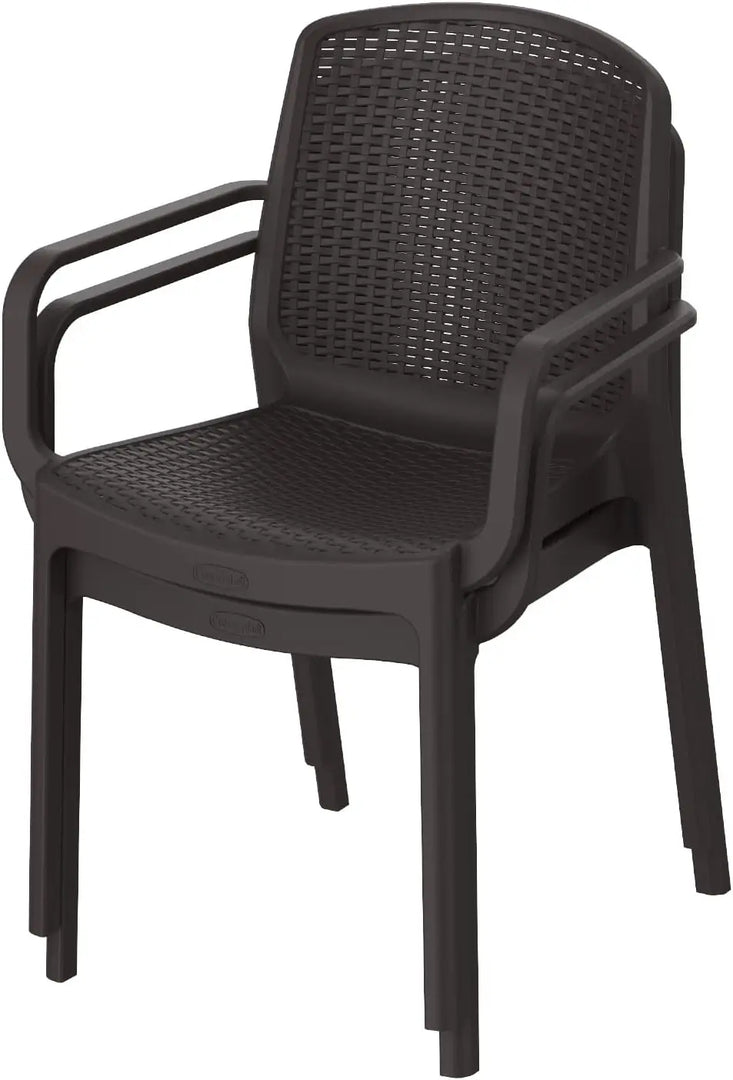 Set of 2 Dark Brown Cedarattan Armchairs – Stylish Rattan-Effect Outdoor Seating for Garden, Patio, Balcony & Terrace