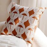 Load image into Gallery viewer, Set of 2 Orange Geometric Linen Throw Pillow Covers, 18x18 Inch Decorative Cushion Covers with Hidden Zipper-GCC Home Center