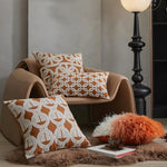 Load image into Gallery viewer, Set of 2 Orange Geometric Linen Throw Pillow Covers, 18x18 Inch Decorative Cushion Covers with Hidden Zipper-GCC Home Center