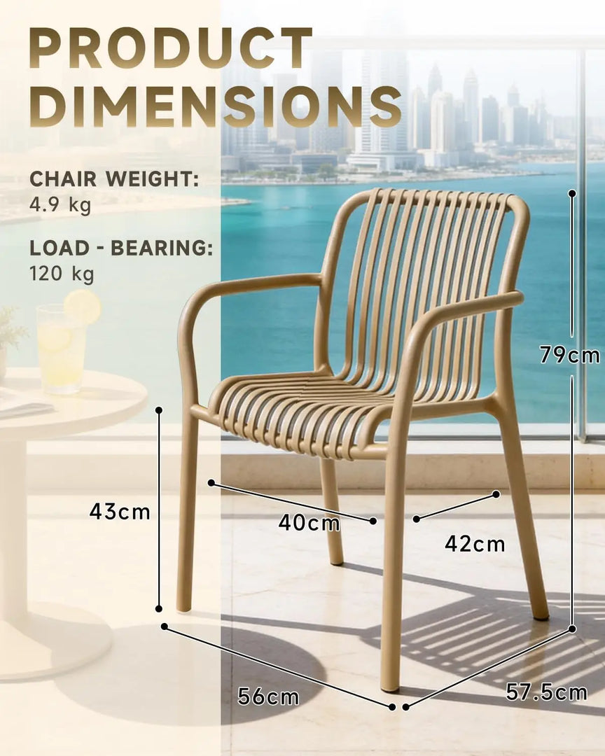 Set of 2 Sandy Garden Chairs – Heavy-Duty UV-Resistant Outdoor Seating, Stackable & Fully Assembled for Balcony, Patio & Courtyard**