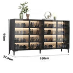 Load image into Gallery viewer, Shoe Cabinet in Tempered Glass Doors, Shoe Storage Racks Spacious 6-Tiers with Ambient Lighting-GCC Home Center