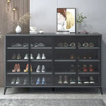 Load image into Gallery viewer, Shoe Cabinet in Tempered Glass Doors, Shoe Storage Racks Spacious 6-Tiers with Ambient Lighting-GCC Home Center