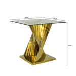 Load image into Gallery viewer, Side Table – Sintra Gold | Premium Glass &amp; Gold Stainless Steel End Table