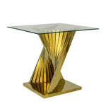 Load image into Gallery viewer, Side Table – Sintra Gold | Premium Glass &amp; Gold Stainless Steel End Table