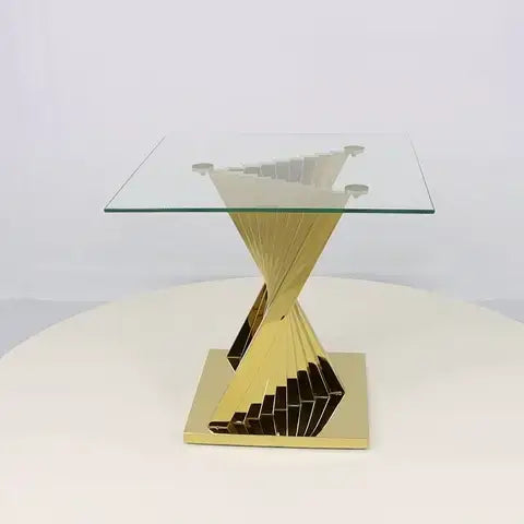 Side Table – Sintra Gold | Premium Glass & Gold Stainless Steel End Table