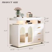 Sideboard Buffet Cabinet with Storage, LED Lights & Charging Station (100 x 40 x 80 cm)