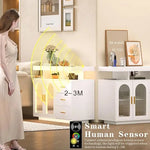Load image into Gallery viewer, Sideboard Buffet Cabinet with Storage, LED Lights &amp; Charging Station (100 x 40 x 80 cm)