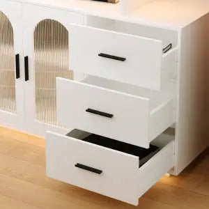 Sideboard Buffet Cabinet with Storage, LED Lights & Charging Station (100 x 40 x 80 cm)