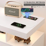 Load image into Gallery viewer, Sideboard Buffet Cabinet with Storage, LED Lights &amp; Charging Station (100 x 40 x 80 cm)