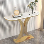 Load image into Gallery viewer, Simple Entrance Console Table in Slate Marble Top and Gold Metal Base 120cm-GCC Home Center