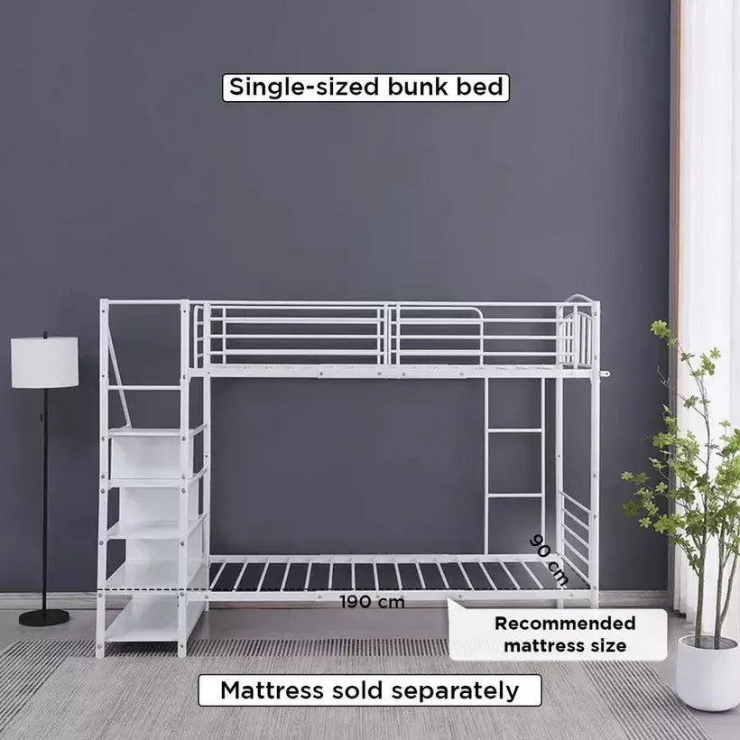 Single Bunk Bed with Steps - 90x190 cm-GCC Home Center