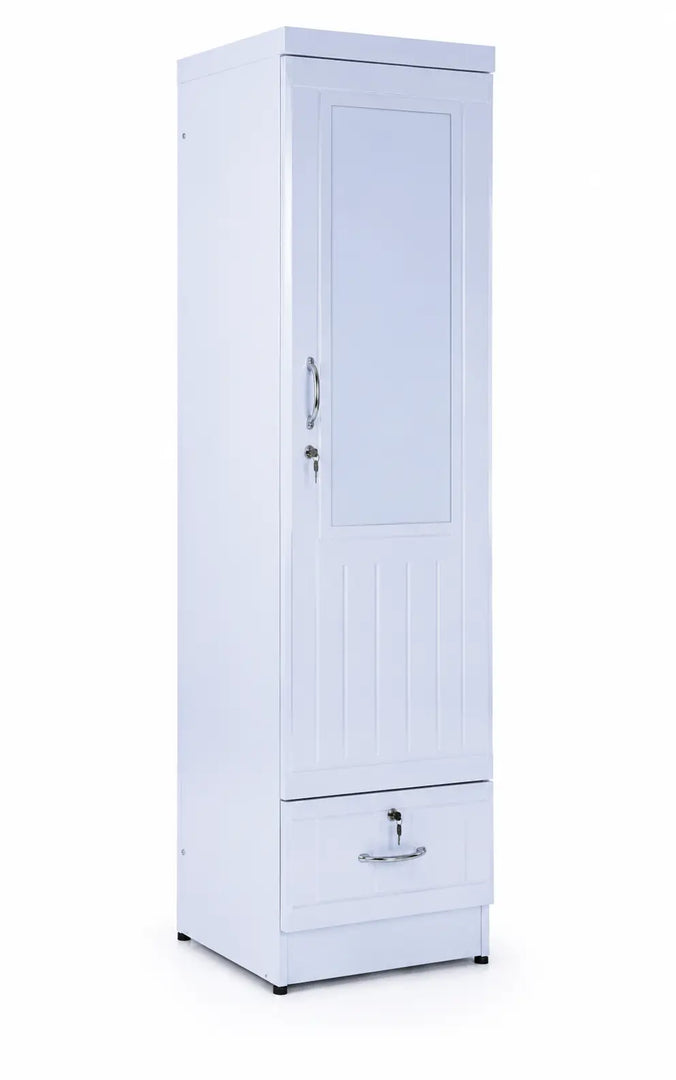 Arabian Mall Single Door Wooden Wardrobe with Shelf and Lockable Drawer