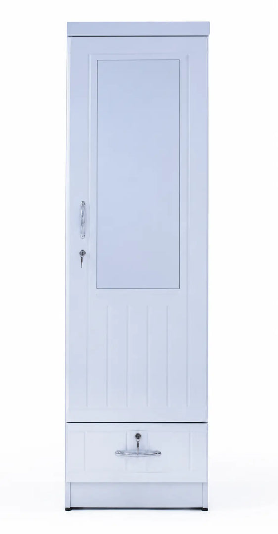 Arabian Mall Single Door Wooden Wardrobe with Shelf and Lockable Drawer