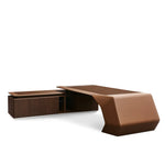 Load image into Gallery viewer, Sleek And Modern Leather Executive Office Table, Office Desk With Metal Leg - Brown-GCC Home Center