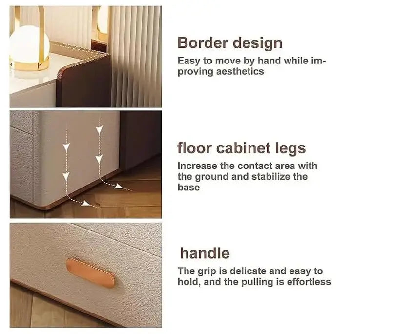 Smart Bedside Cabinet with LED Mirror, Wireless Charging & BT Speaker-GCC Home Center