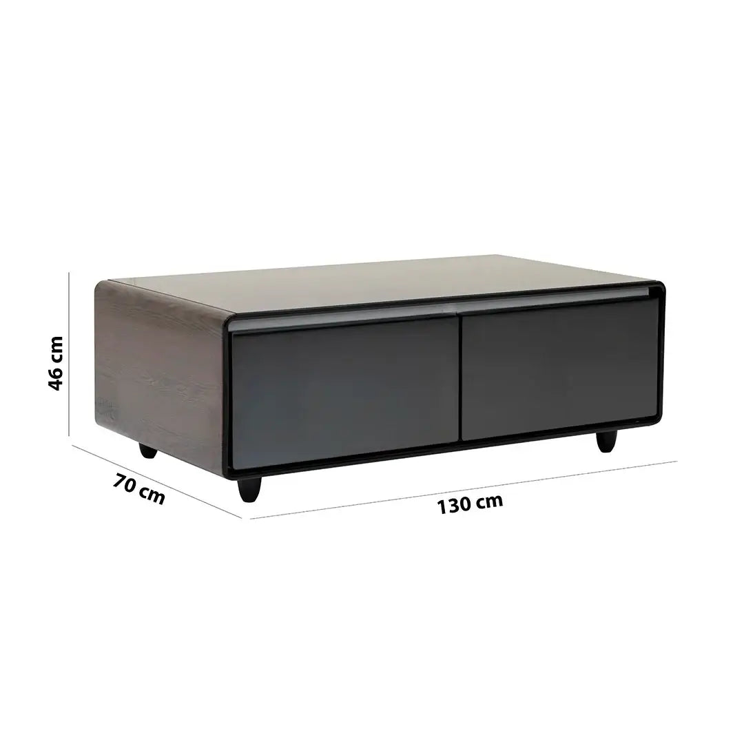 Smart Coffee Table with Built-in Fridge, Wireless Charging & Bluetooth Speaker – Wooden/Brown Finish