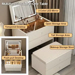 Load image into Gallery viewer, Smart Compact Dressing Vanity Table with LED Mirror, Foldable Bench, and Storage Drawers-GCC Home Center