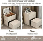 Load image into Gallery viewer, Smart Compact Dressing Vanity Table with LED Mirror, Foldable Bench, and Storage Drawers-GCC Home Center