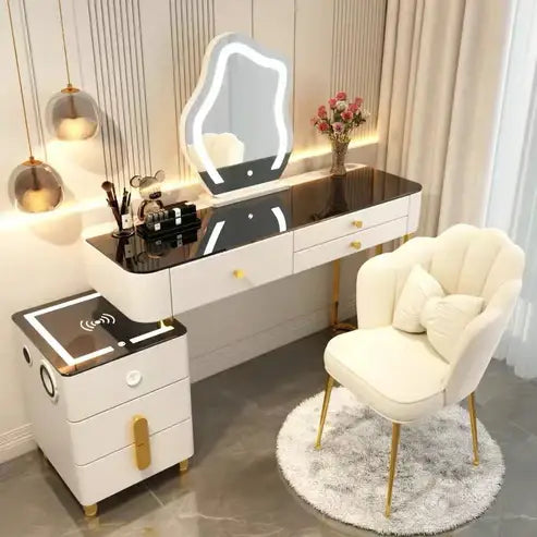 Smart Dressing Table Vanity Makeup Desk Set with Tri-Color LED Mirror-GCC Home Center
