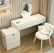 Smart Makeup Vanity Table Set with LED Mirror, Bluetooth Speaker, and Wireless Charging-GCC Home Center