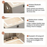 Smart Makeup Vanity Table Set with LED Mirror, Bluetooth Speaker, and Wireless Charging-GCC Home Center
