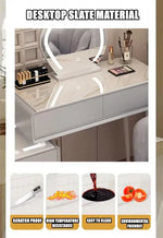 Load image into Gallery viewer, Smart Vanity Table with LED Mirror, Bluetooth Speaker, Wireless Charging - White, Solid Wood-GCC Home Center