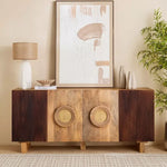 Load image into Gallery viewer, Solid Wood 4-Door Sideboard with Rattan