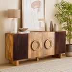 Load image into Gallery viewer, Solid Wood 4-Door Sideboard with Rattan