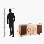 Load image into Gallery viewer, Solid Wood 4-Door Sideboard with Rattan