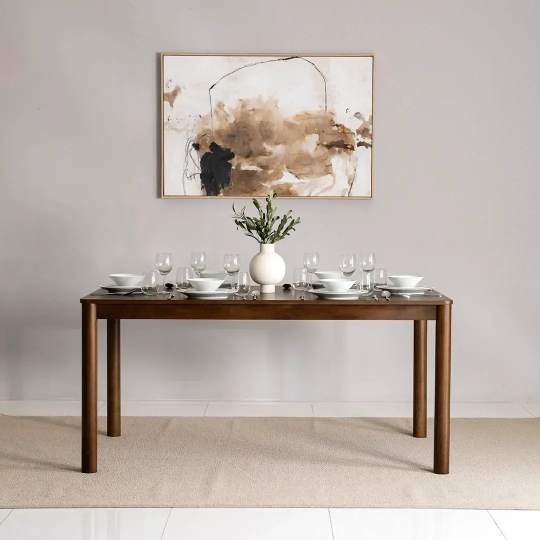 Solid Wood 6-Seater Dining Set – Brown