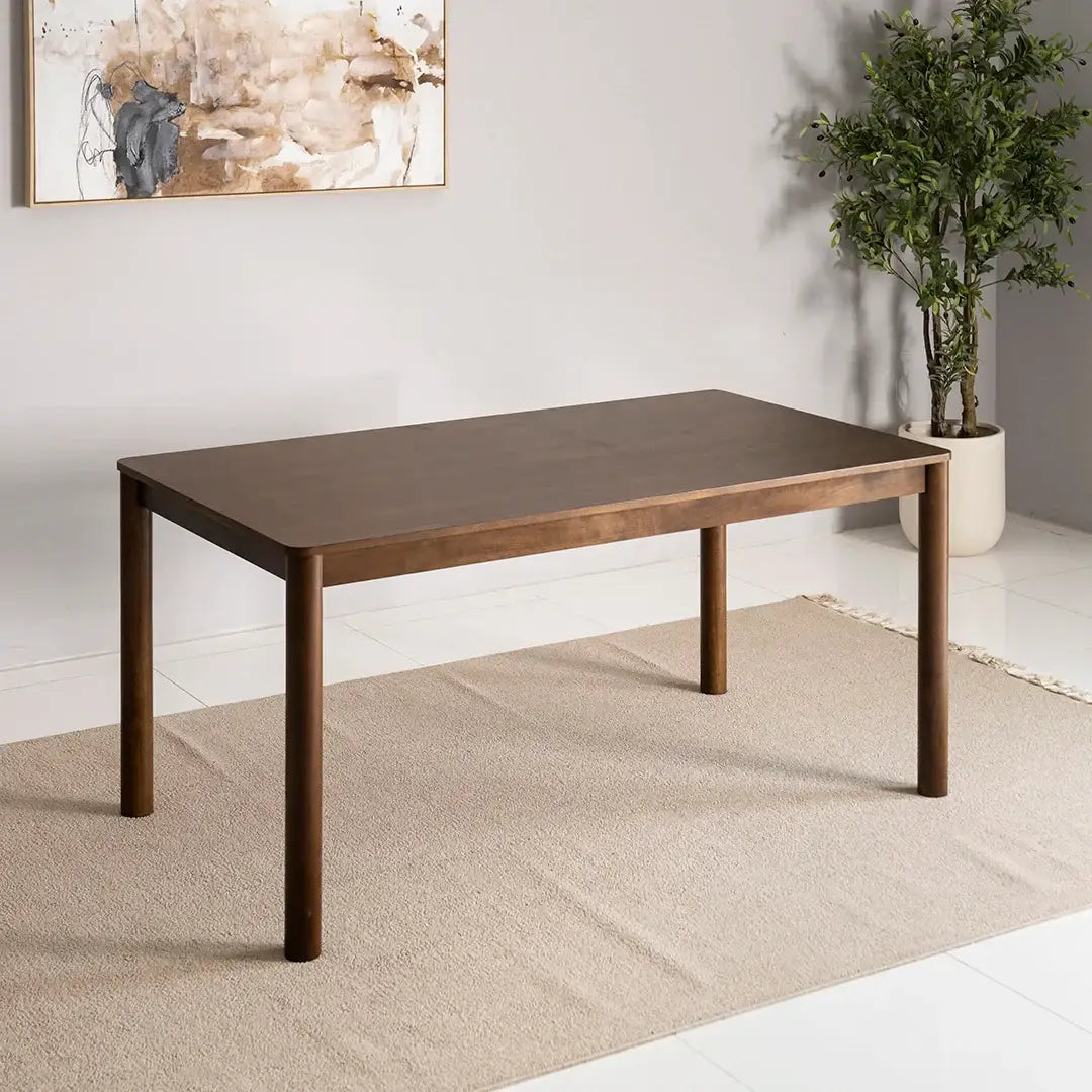 Solid Wood 6-Seater Dining Set – Brown