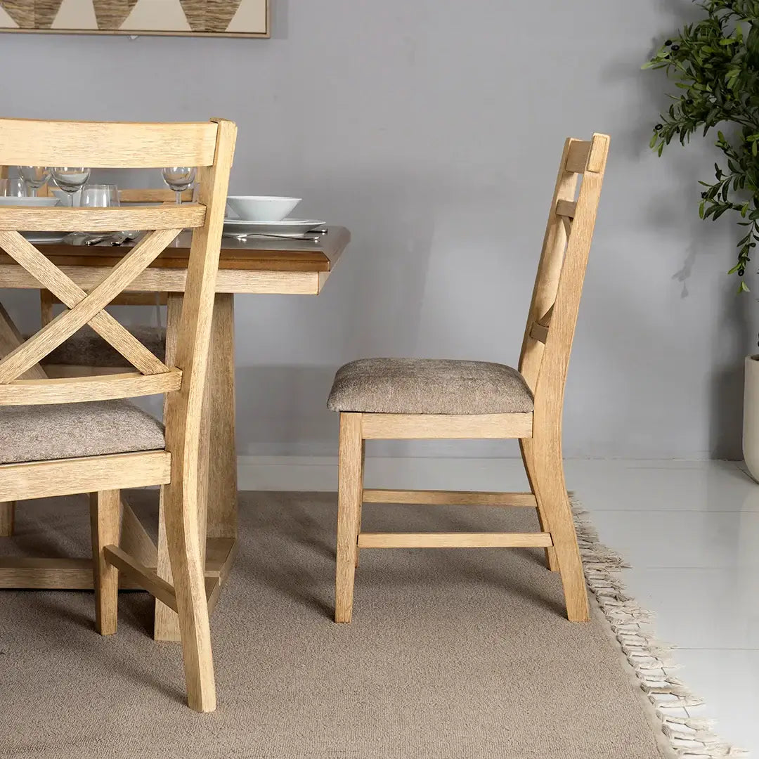 Solid Wood 6-Seater Dining Set – Oak & Peanut