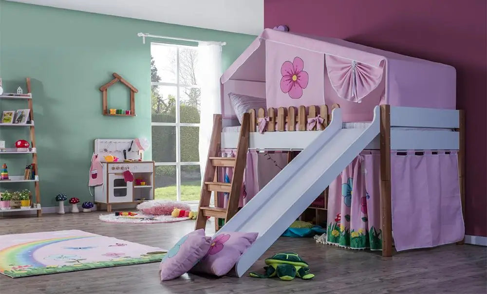 Solid Wood Bunk Bed (Rose Color)