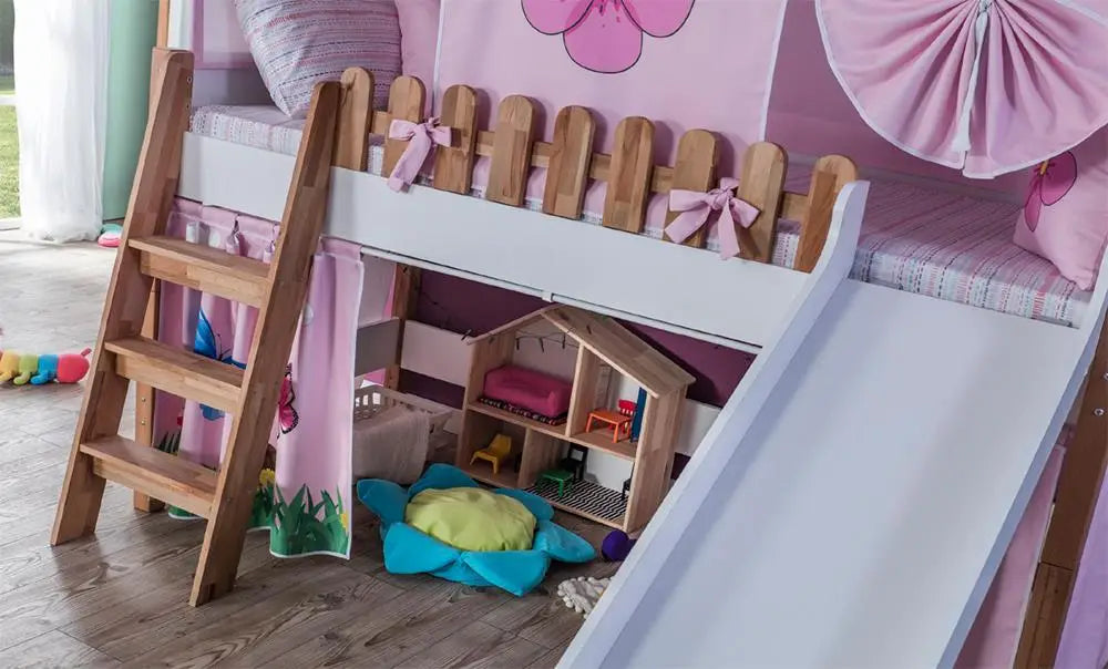 Solid Wood Bunk Bed (Rose Color)