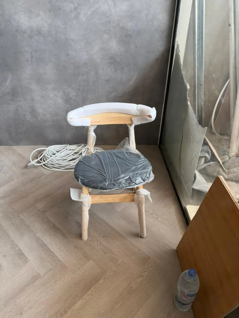 Arabian Mall Solid Wood Dining Chair with Rattan Seat (Light Brown)
