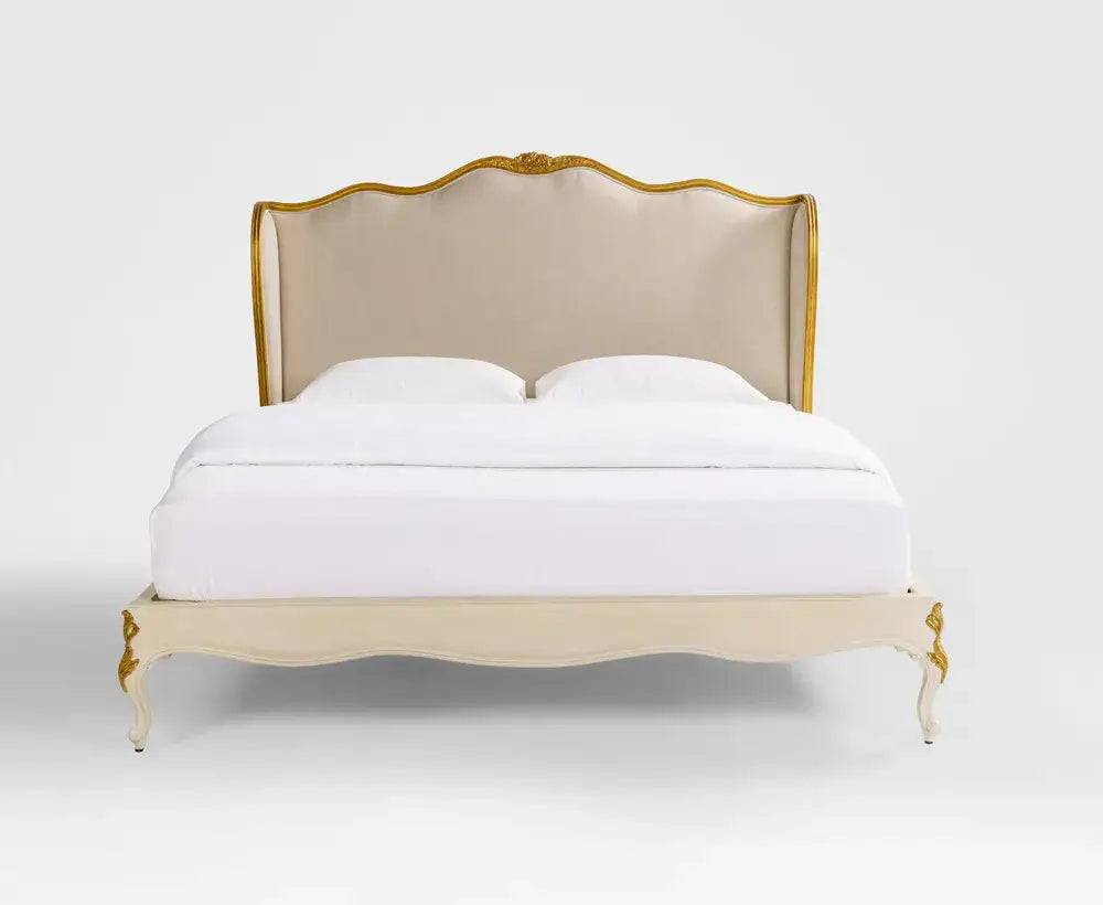 Solid Wood King Bed – 180 x 200 cm ( Beige )