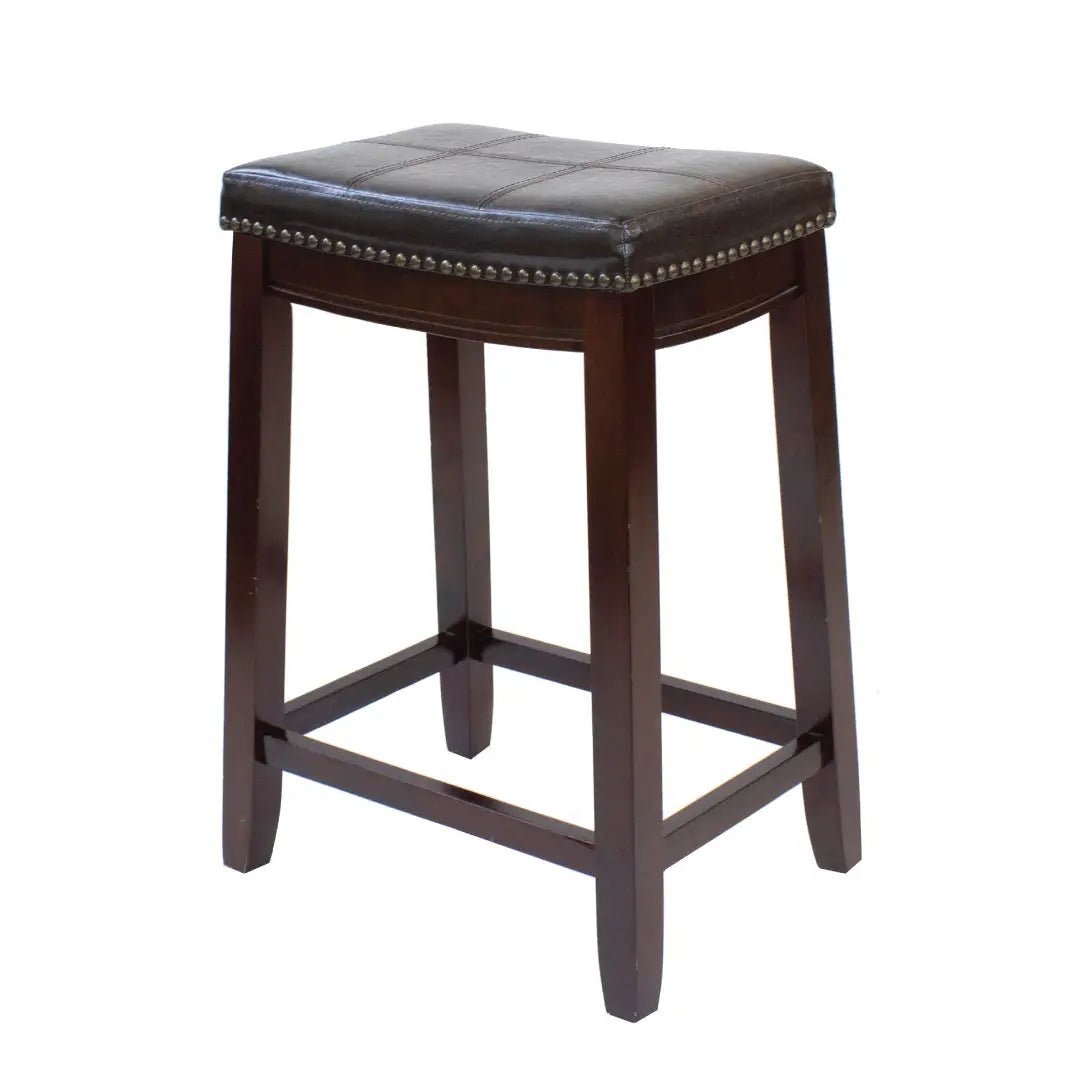 Jilphar Furniture Solid Wooden Stool with Leather Seating JP1010-GCC Home Center