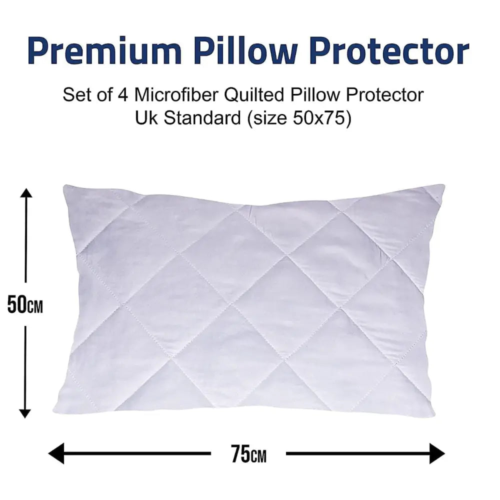SOMER FIELD Quilted Microfiber Pillow Protectors with Zipper – Pack of 4, Breathable & Machine Washable, 50 x 75cm-GCC Home Center